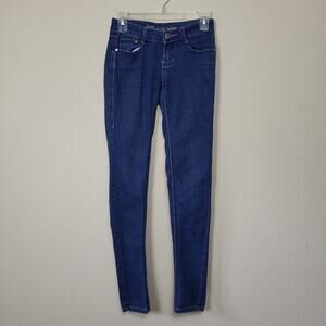 UWD Womens Blue 5 Pocket Design Medium Wash Denim Stretch Skinny Jeans Size 0